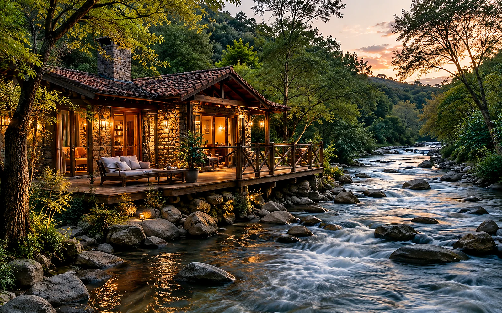 Refugio Río Claro junto al río